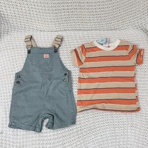 Little Lad Baby Boys 2 pc T-shirt Shortall Set in blue size 24M.
